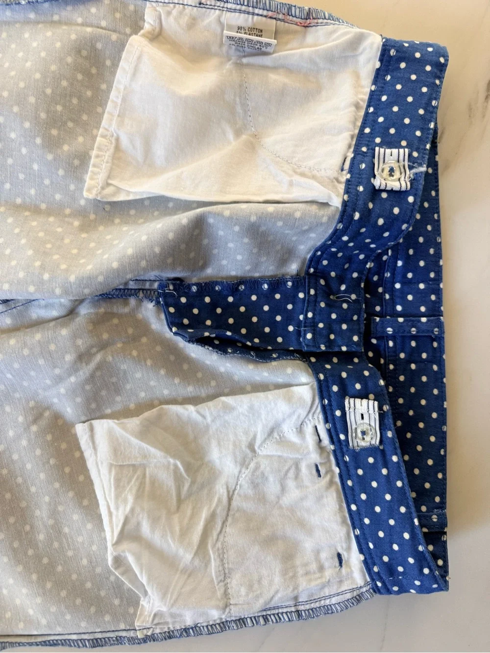 Mini Boden Big Girls Capri Pants Adjustable Waist Blue Polka Dot Jeans Size 14Y